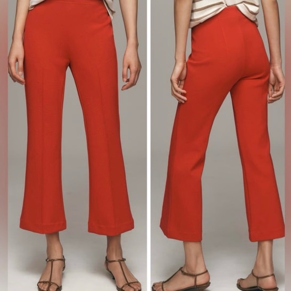 Anthropologie Pants - NWT Anthropologie Maeve The Margot Kick Flare Cropped Textured Red Pants XLP